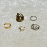 青岛外贸欧美复古组合戒指套装时尚金属饰品指环混搭个性尾戒