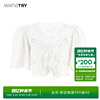 Wana try法式刺绣镂空衬衣夏季长袖衣服宽松上衣白色衬衫女