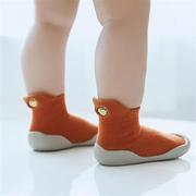 秋季宝宝鞋袜韩版刺绣卡通水果儿童地板袜胶底防滑婴儿学步袜
