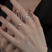 纯银戒指女小众设计ins风星星小清新时尚个性食指指环开口可调节