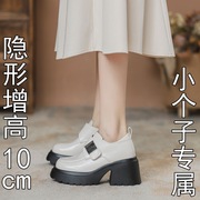 乐福鞋女2024春秋季粗高跟单鞋设计感大头厚底英伦风小皮鞋女