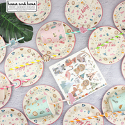 一次性环保卡通动物图案纸碟纸盘幼儿园派对野餐盘可爱纸盘套装