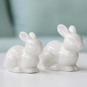 陶瓷创意萌兔子，可爱萌宠动物摆件家居装饰品，手工艺品卡通桌面