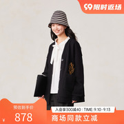 商场同款飞鸟和新酒2023秋季复古短袖绣花短外套女fr35007003