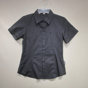 黑色职业短袖衬衫，女外贸原单夏季修身商务，工作服高端正装半袖衬衣
