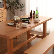 北欧榉木纯全实木餐桌，日式简约显得原木长方形，大桌子2米饭桌组合