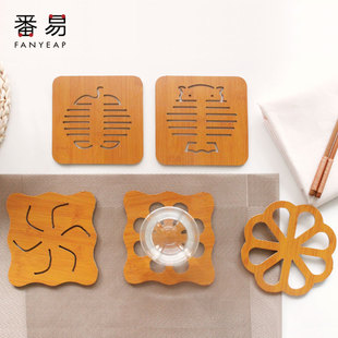 防烫防滑创意可爱耐热碗盘子垫子，木质隔热垫镂空卡通家用餐桌锅垫