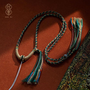 唐卡挂绳佛牌链子手工编织玉石，吊坠项链藏风手搓棉绳扎基拉姆西藏