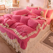 网红床裙四件套韩版蝴蝶结，公主风少女，心双人被套床单床罩床上用品