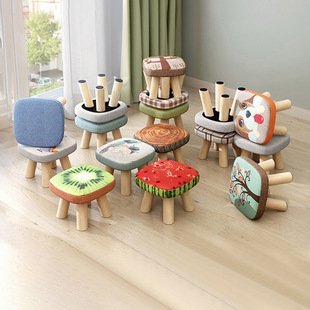小凳子家用小型矮凳实木圆凳蘑菇，凳可爱儿童，板凳软坐凳创意换鞋凳