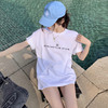 字母韩版中长款短袖t恤女白色夏季2024大版上衣遮臀体恤