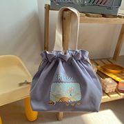 日系少女手提收纳袋高颜值饭盒袋学生可爱便当包帆布抽绳手拎包包