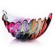 弗莱文茨树叶型欧式玻璃水果盘，时尚创意炫彩，琉璃干果盘果盆装饰盘