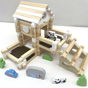 鲁班榫卯积木小小拼搭建筑师，房子小屋儿童早教益智力亲子互动玩具