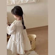 女童连衣裙2024春秋女宝宝娃娃领法式公主裙儿童刺绣长袖裙