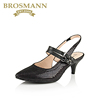 BROSMANN宝舒曼2020春夏羊皮尖头玛丽珍时尚猫跟女凉鞋B50420