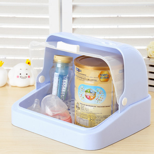宝宝奶瓶储存盒干燥架翻盖防尘收纳箱婴儿餐具收纳盒奶粉盒奶瓶架