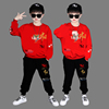 男童套装春秋韩版卫衣连帽帅气新年红色中大童运动休闲两件套