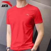 安踏纯红色短袖男速干薄款冰丝透气跑步夏季中国红公司团建t恤衫