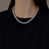 施家黑色真多麻灰色，珍珠珍珠项链2024颈链，女轻奢小众首饰