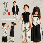 amybaby女童套装2024夏季儿童，新中式水墨国风系列，气质多件套