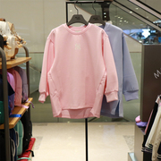 mlb女童长款不规则长袖，卫衣裙式纯色，韩国2024春季儿童潮牌t恤