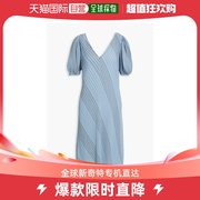 香港直邮GANNI 女士褶裥条纹雪纺连衣裙