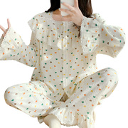 孕妇睡衣春秋薄款6月p份5纯棉产后纱布月子服夏季哺乳喂奶家居服