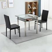 简约玻璃方桌钢化接待洽谈桌椅组合家用餐桌，现代正方形透明小桌子