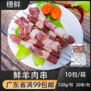 鲜羊肉串20串新鲜冷冻纯羊肉串烧烤食材油炸小吃烤肉串半成品商用