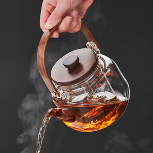 煮茶壶玻璃耐高温办公室茶具，家用泡茶烧水壶可明火电陶炉茶器单壶