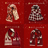 圣诞小鹿围巾女冬季保暖格子学生，可爱情侣毛线围脖，新年红显白圣诞(白圣诞)