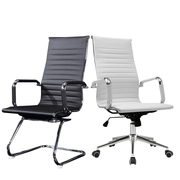 会议室办公椅靠背固定扶手升降旋转滑轮皮质高背现代X简约电脑凳