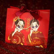 结婚喜糖盒子手提袋手拎袋回礼喜袋中国风婚礼伴娘伴手礼袋子