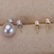s925纯银银饰简单耳钉，配件珍珠饰品，diy手工制作耳饰一对耳钉