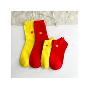 结婚袜子男女情侣一对红色黄色，喜字中短筒袜婚庆，高跟鞋隐形袜纯棉