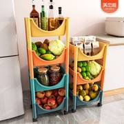 厨房菜篮子置物架落地多层移动放水果蔬菜架子储物筐收纳架柜家用