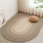 新sk简约纯色手工圆型编织地毯，北欧ins客厅沙发日式卧室床边