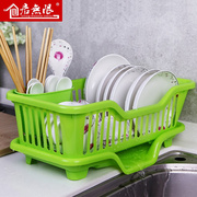 厨房双层碗盘滴水收纳架放碗架碗盘筷子沥水，置物架餐具滴水塑料架