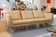 北欧设计hepburn fixed 3-seater sofa河马三位真皮沙发布艺沙发