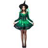 万圣节可爱小魔女扮演服绿色连衣裙帽子女巫cosplay蕾丝蓬蓬短裙