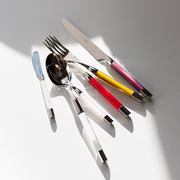 礼物Capdeco餐具法国不锈钢亚克力手柄拼接彩色透明叉勺