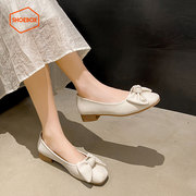 达芙妮旗下鞋柜单鞋法式英伦，女2024夏季伴娘，平底鞋气质名媛