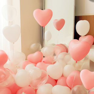 进口心形气球粉色装饰场景布置女孩周岁生日求婚结婚汽球浪漫氛围