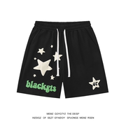 美式高街头(高街头)星星，字母印花短裤男运动夏季hiphop直筒学生抽绳五分裤