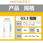 机床工作灯24v灯泡卤素灯泡插泡35w50w车床小射灯插脚卤钨灯珠20w