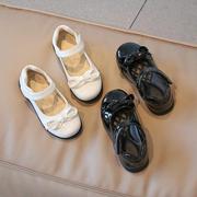 学院风女童小皮鞋甜美蝴蝶结，儿童单鞋黑色，白色表演鞋子童鞋