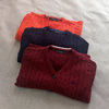 秋冬韩国男童纯棉线衣开衫，中大童厚针织衫酒，红色v领毛衣
