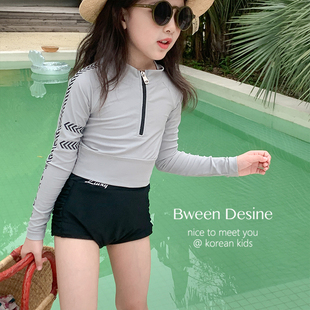 韩国童装泳衣女款女童夏季洋气韩版小女孩，游泳衣儿童分体泳装