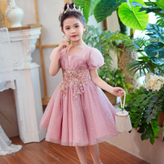 女童礼服公主裙，2024儿童钢琴演出服洋气，高端花童主持人连衣裙